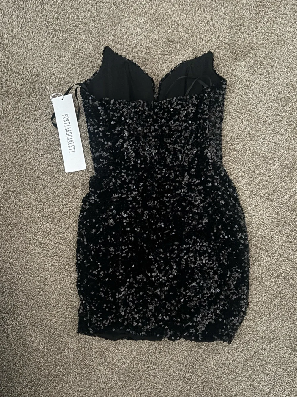 Portia & Scarlett Black Sequin Strapless Cocktail Dress